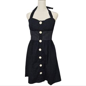 Ruby Rox Pin-up Navy Blue Polka Dot Halter Dress Size 9 Juniors